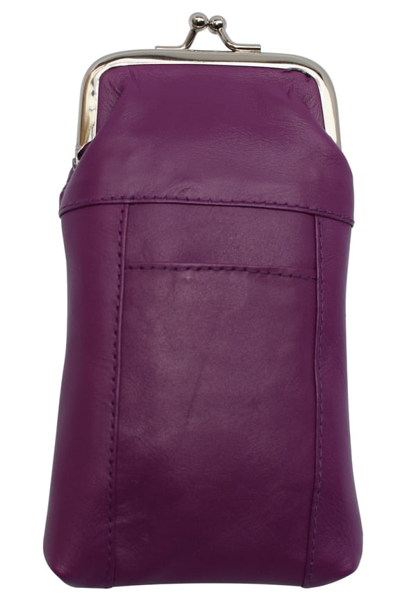 Genuine Leather Cigarette Case with Lighter Pouch Purple by Marshal