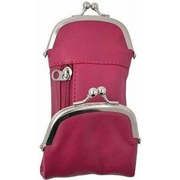 Genuine Leather Cigarette and Lighter Case with Twist Clasp by Marshal Hot Pink