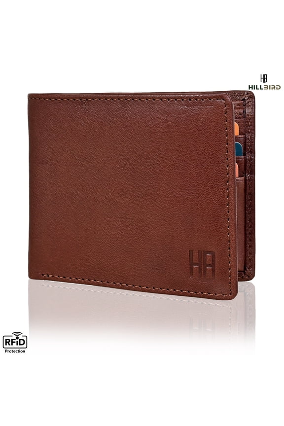 Genuine Leather Classic Handmade Bi-Fold Anti-Theft RFID Blocking Traveller Wallets For Men's (TAN)