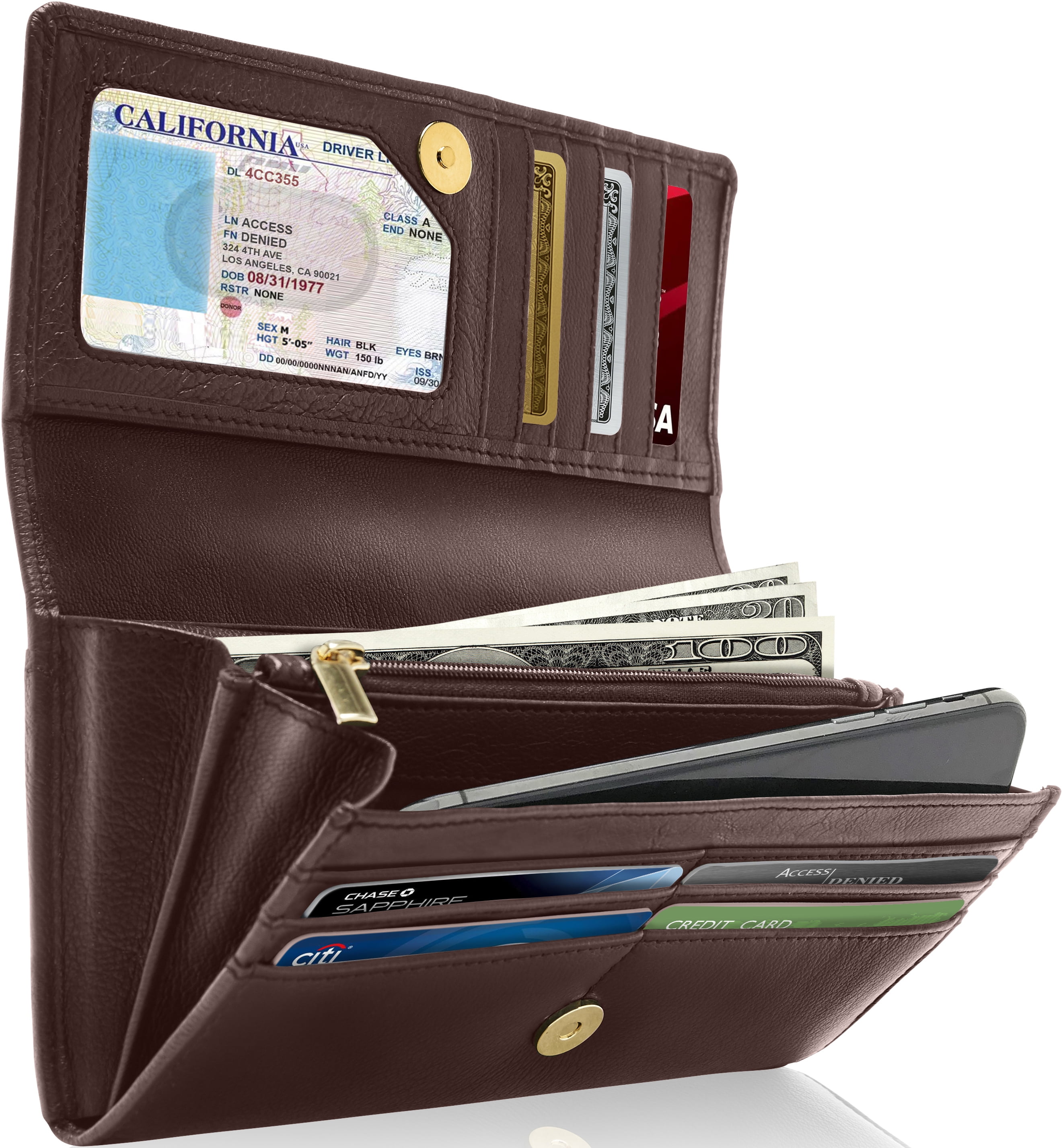 Leather Wallets For Women Lavawa Rfid Blocking Bifold Wristlet Card Holder  Ladies Travel Clutch Large Capacity Zip Around