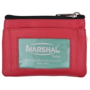 Genuine Leather Coin Change Purse With Front ID Window & Key Ring 710 Assorted color