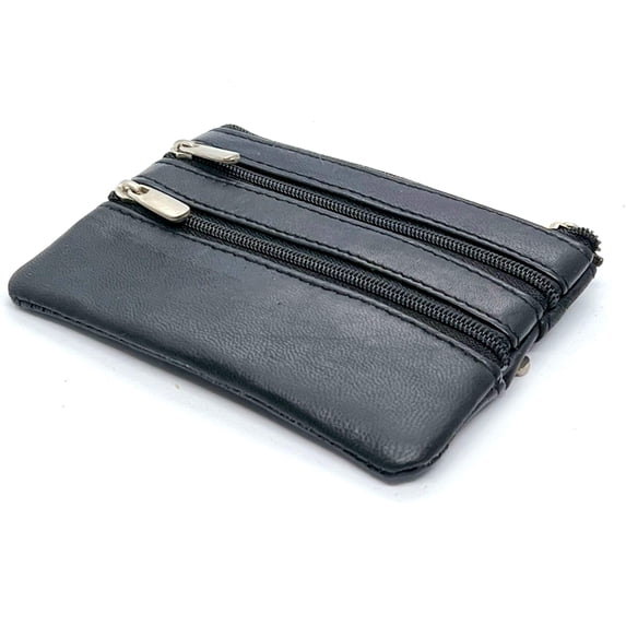Genuine Leather Coin Purse ID Credit Card Holder Keychain Key Ring