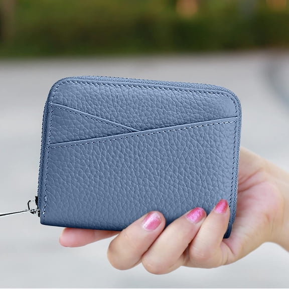 Genuine Leather Coin Purse,Small Women Wallets,Cute Zipper Ladies Wallet Mini Purse Pouch for Cash Key Card(Blue)