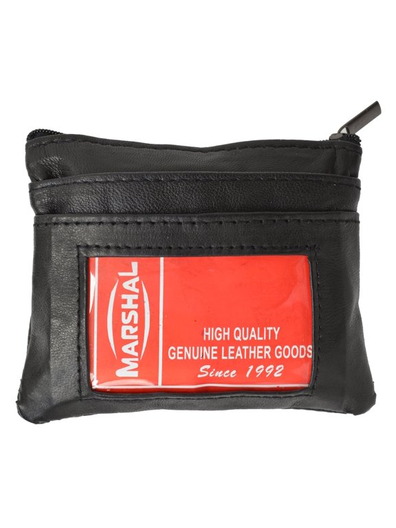 Genuine Leather Coin Purse with Front Id Holder By Marshal Black