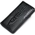 thumbnail image 1 of Genuine Leather Cool Long Wallets for Men Personalized Zip Around Wallet Checkbook Cash Credit Card Holder Wallet Black, 1 of 5