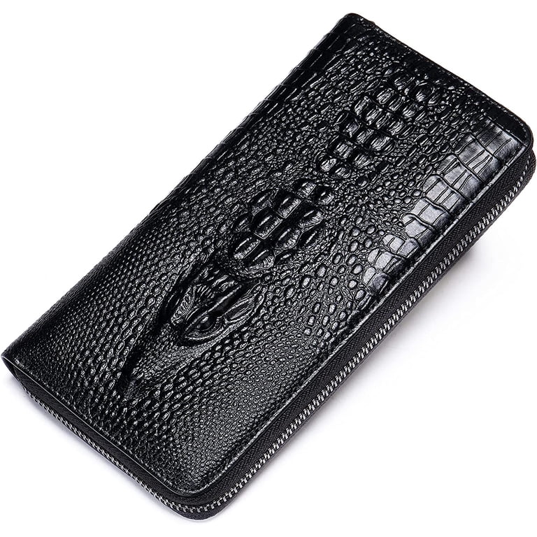 Genuine Leather Cool Long Wallets for Men Personalized Zip Around
