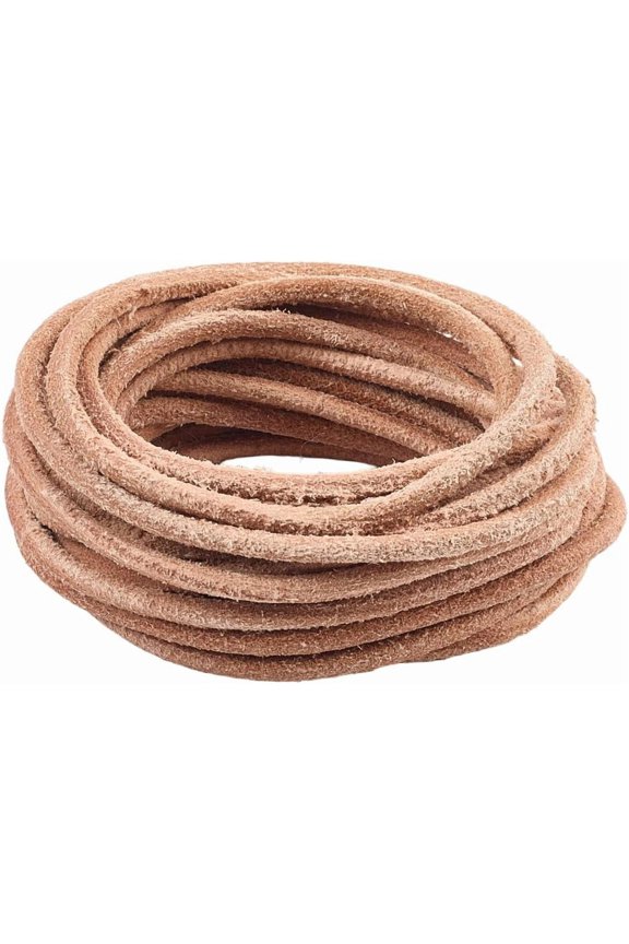 Genuine Leather Cord 5m x 4mm Round Leather String Frosted Cowhide Rope Natural Yak Hide Suede Braiding Threads for Jewelry Making Bracelet Necklace Keychains Shoe Lace DIY Crafts Sienna colorful