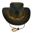 thumbnail image 1 of Genuine Leather Cowboy Western Hat for Men and Women, Classic Style, Comfortable Fit Cowboy Hat, 1 of 4