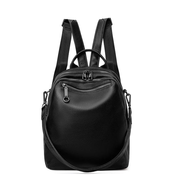 Genuine Leather Cowhide Backpack, Women's Multiuse Shoulder Crossbody Bag, Large Capacity Casual Daypack