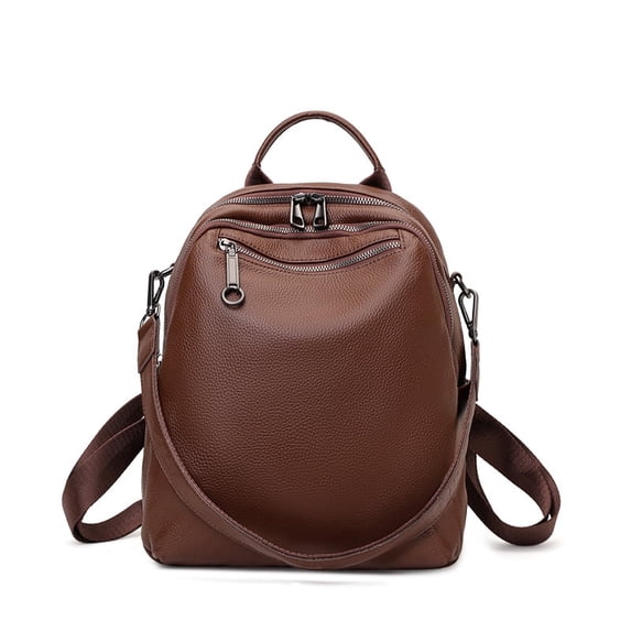 Genuine Leather Cowhide Backpack, Women's Multiuse Shoulder Crossbody Bag, Large Capacity Casual Daypack
