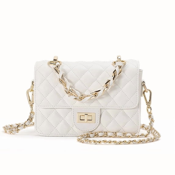 Genuine Leather Cowhide Crossbody Bag, Women's Quilted Chain Shoulder Purse