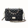thumbnail image 1 of Genuine Leather Cowhide Crossbody Bag, Women's Quilted Chain Shoulder Purse, 1 of 10
