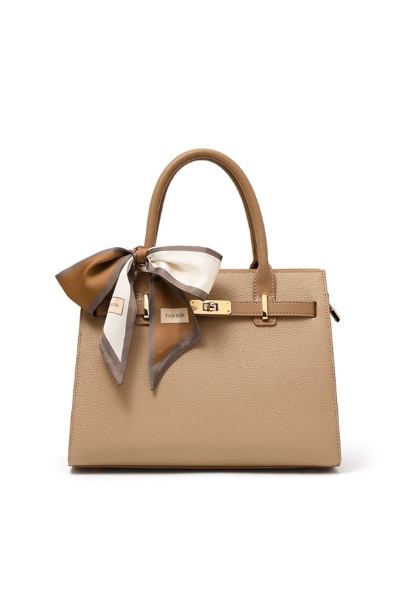 Genuine Leather Cowhide Women's Shoulder Handheld Tote Bag, Lychee Pattern, Fashion Crossbody