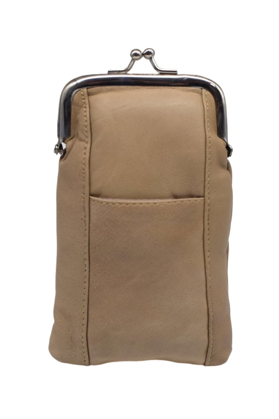 Genuine Leather Cream Cigarette Case Holder Slim Pack Regular or 100's & Lighter Pocket with Metal Twist Clasp Cream
