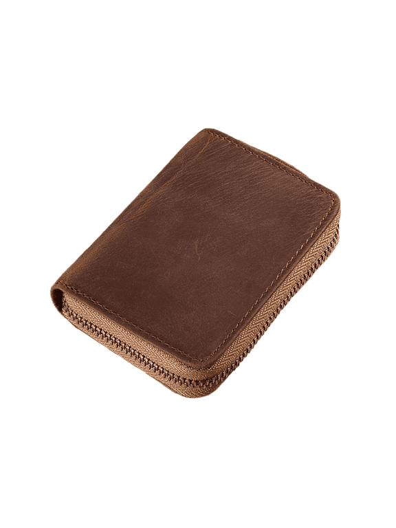 Genuine Leather Credit Card Holder Men Women Zipper Short Wallet Card Slots Casual Business RFID Blocking Man's Coin Purse RIFD Driving License Clutch Bag Wallet Multi Cards