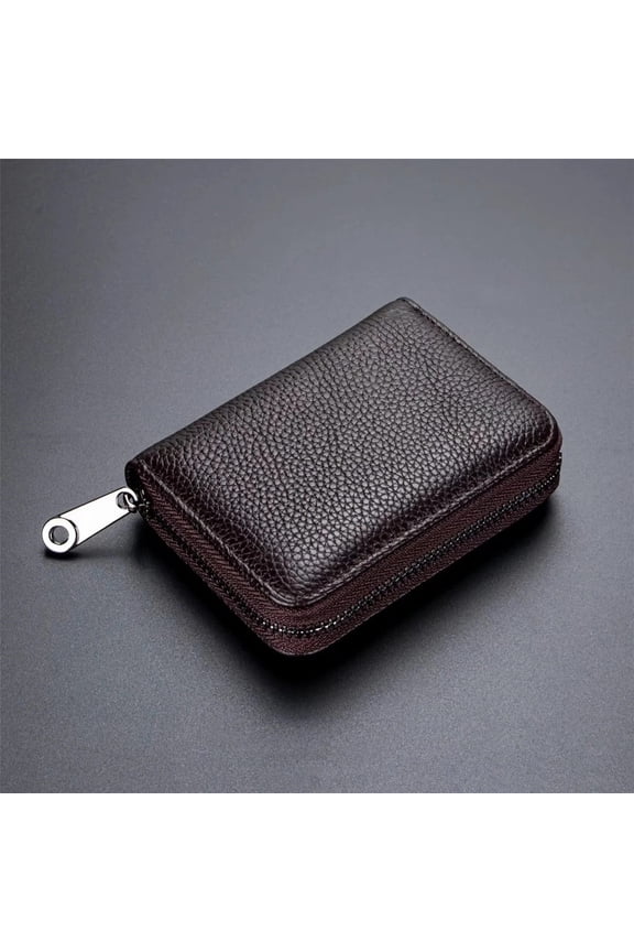 Genuine Leather Credit Card Holder for Women Card Holder Zipper Wallet RFID Blocking Secure Card Case ID Case Organizer