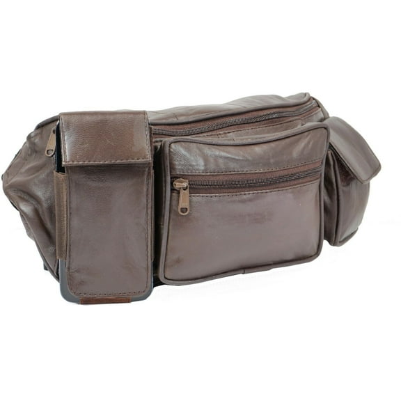 Genuine Leather Crossbody Waist Bag/Fanny Pack/ Multiple Pockets Waist Pack with Adjustable Belt and Phone Holder
