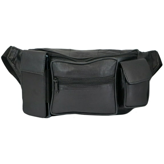 Genuine Leather Crossbody Waist Bag/Fanny Pack/ Multiple Pockets Waist Pack with Adjustable Belt and Phone Holder