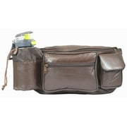 Genuine Leather Crossbody Waist Bag-Fanny Pack, Multiple Zipper Pockets Waist Pack with Bottle Holder and Adjustable Belt Strap