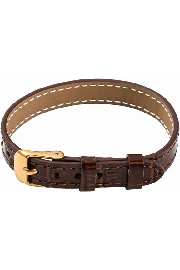 Genuine Leather Cuff Bracelet Brown Adjustable Vintage Full Grain Real Leather Wrap Wristband Watchband Design with Gold Stainless Steel Buckle for DIY Men Women Daily Wear Costume Party Gift
