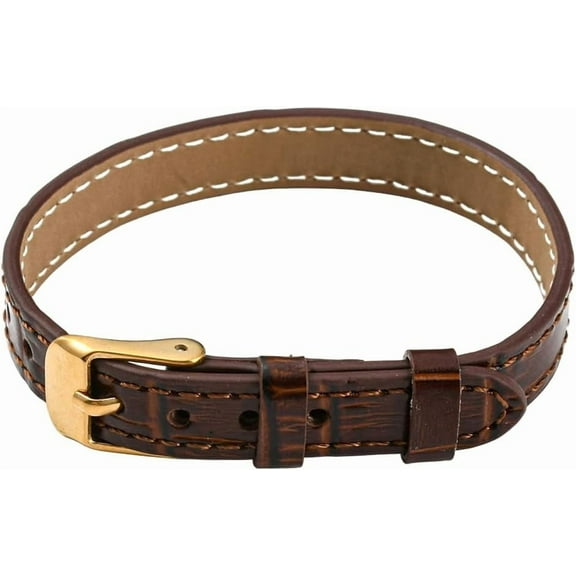 Genuine Leather Cuff Bracelet Brown Adjustable Vintage Full Grain Real Leather Wrap Wristband Watchband Design with Gold Stainless Steel Buckle for Men Women Daily Wear Costume Party Gift diy