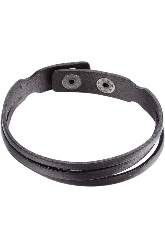 Genuine Leather Cuff Bracelet for Men Punk Stackable Wrap Wristband Adjustable Black Layered Leather Bracelets with Alloy Rivets for Daily Wear Costume Jewelry Party Cosplay Gift