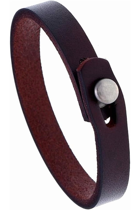 Genuine Leather Cuff Bracelet for Men Vintage Punk Style Cowhide Leather Wrap Wristband Adjustable Handmade Bangle for Daily Wear Costume Jewelry Party Cosplay Gift(Dark Brown)