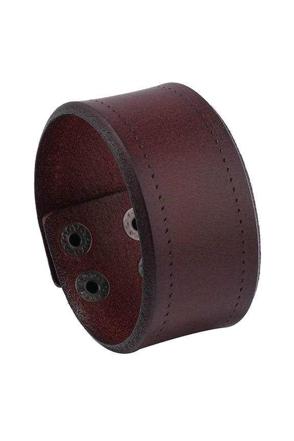 Genuine Leather Cuff Bracelet for Men Women Wide Cowhide Adjustable Wrap Wristband Retro Brown Leather Handmade Blank Cuff Bangle Arm Armor with Snap for Costume Party Coffee