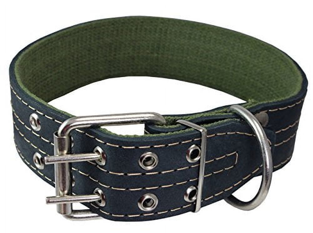 Genuine Leather Dog Collar 1.75" Wide Padded (Neck Circumference: 15"-18", Black)
