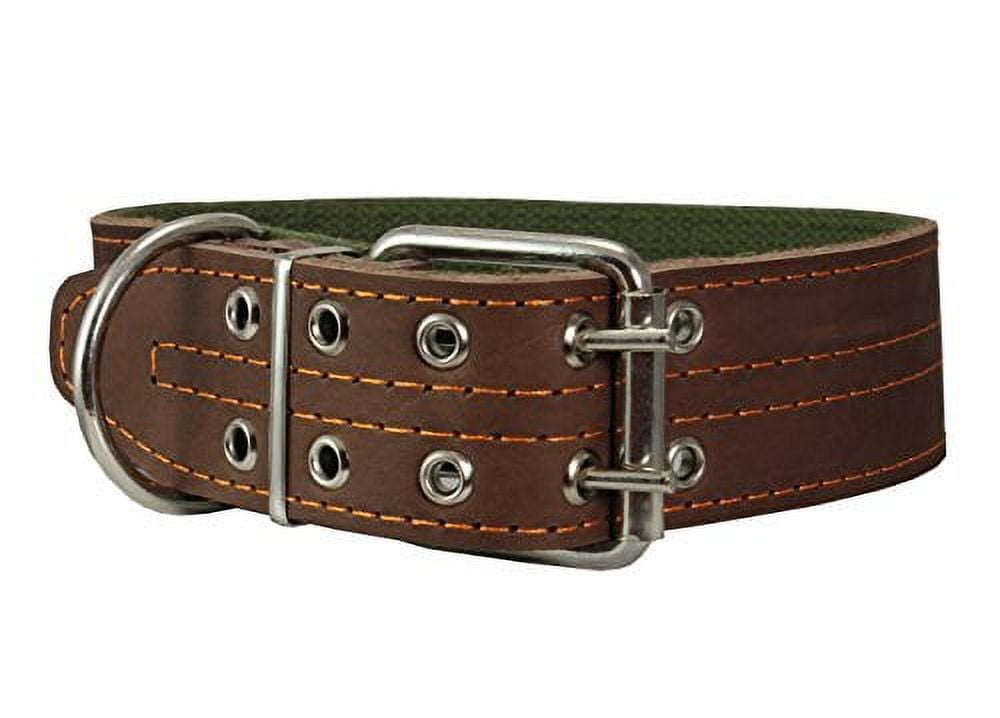 Genuine Leather Dog Collar 1.75" Wide Padded (Neck Circumference: 15"-18", Brown)