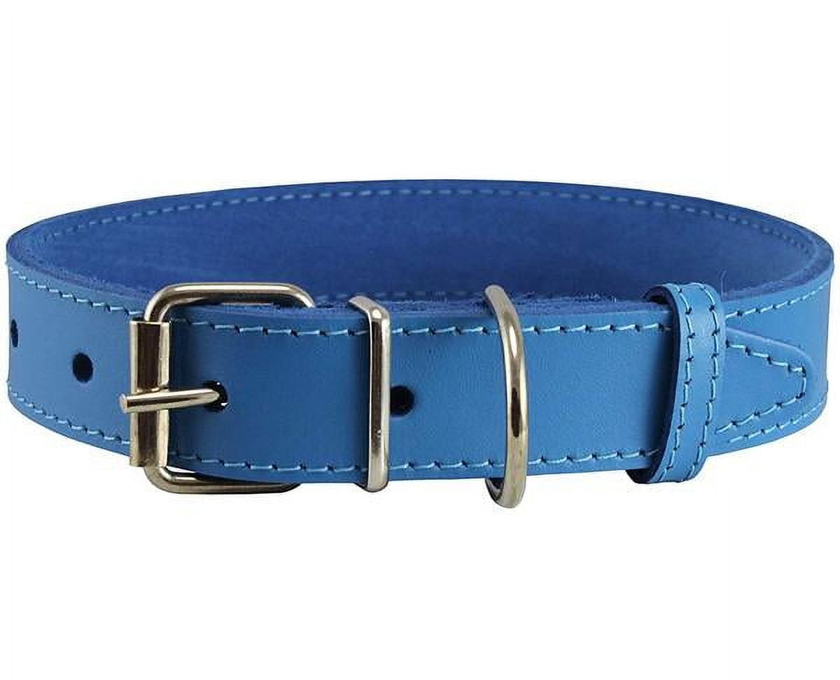 Genuine Leather Dog Collar Blue 4 Sizes (16