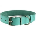 thumbnail image 1 of Genuine Leather Dog Collar Cyan 4 Sizes (16"-18.5" Neck; 1.2" Wide), 1 of 3