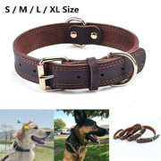 Genuine Leather Dog Collar Durable Alloy Hardware for Medium Extra Large Dogs, M