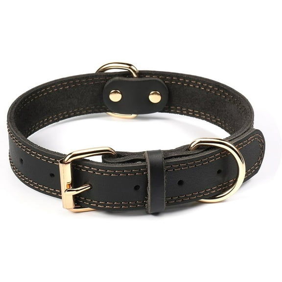 Genuine Leather Dog Collar, Heavy Duty Wide Dog Collar for Small,Medium, Large and Extra Large Dog