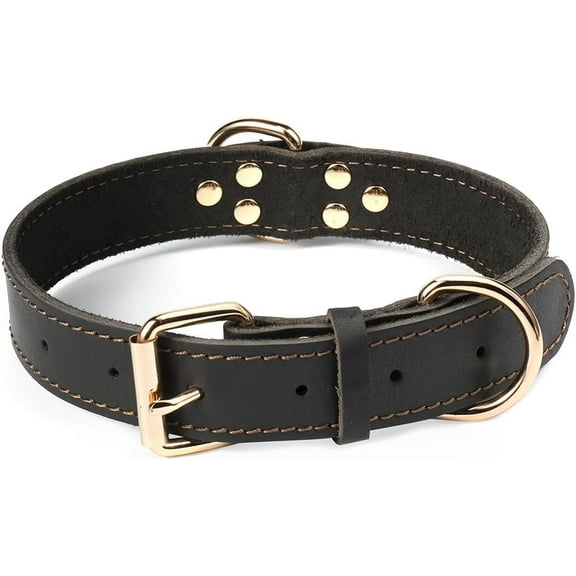 Genuine Leather Dog Collar, Heavy Duty Wide Dog Collar for Small,Medium, Large and Extra Large Dog