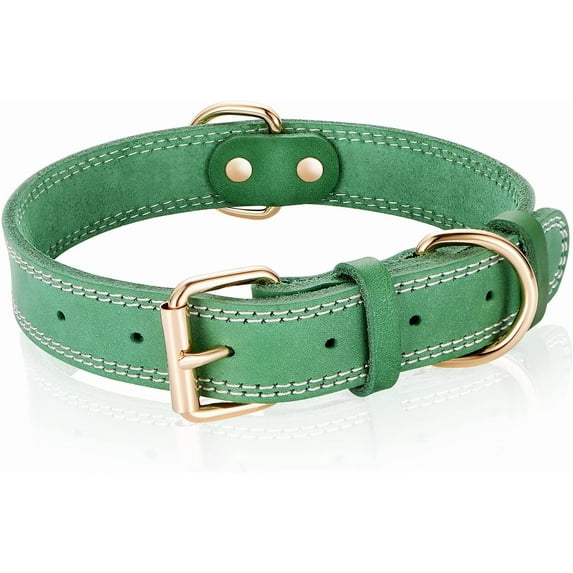 Genuine Leather Dog Collar, Heavy Duty Wide Dog Collar for Small,Medium, Large and Extra Large Dog