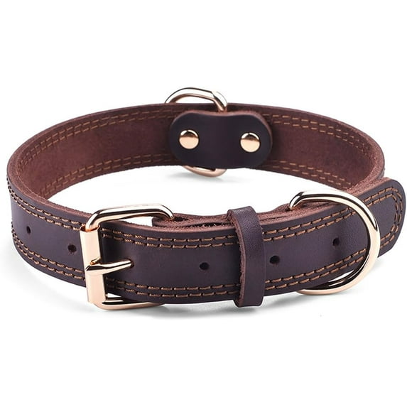 Genuine Leather Dog Collar, Heavy Duty Wide Dog Collar for Small,Medium, Large and Extra Large Dog