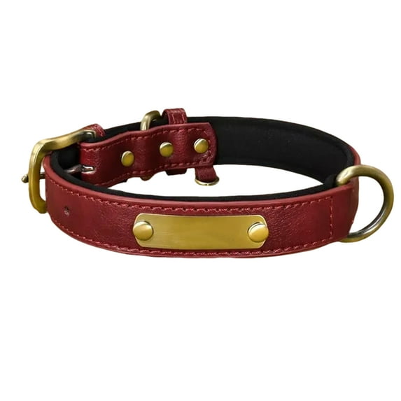 Genuine Leather Dog Collar Personalised Engraved Name Collar with Soft Padded Design Adjustable & Durable for Small Medium Large Dogs Leash Set Custom Heavy Duty Featuring