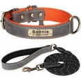 thumbnail image 1 of Genuine Leather Dog Collar Personalised Engraved Name Collar with Soft Padded Design Adjustable & Durable for Small Medium Large Dogs Leash Set Custom Heavy Duty Featuring, 1 of 5