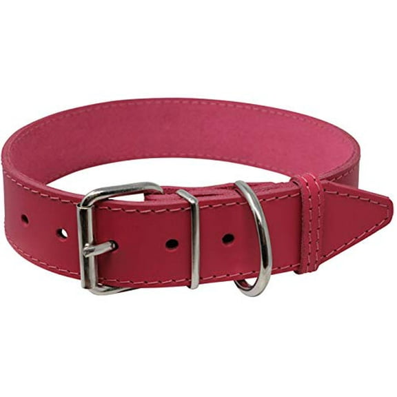 Genuine Leather Dog Collar Pink 7 Colors (18"-20.5" Neck; 1.25 Wide)
