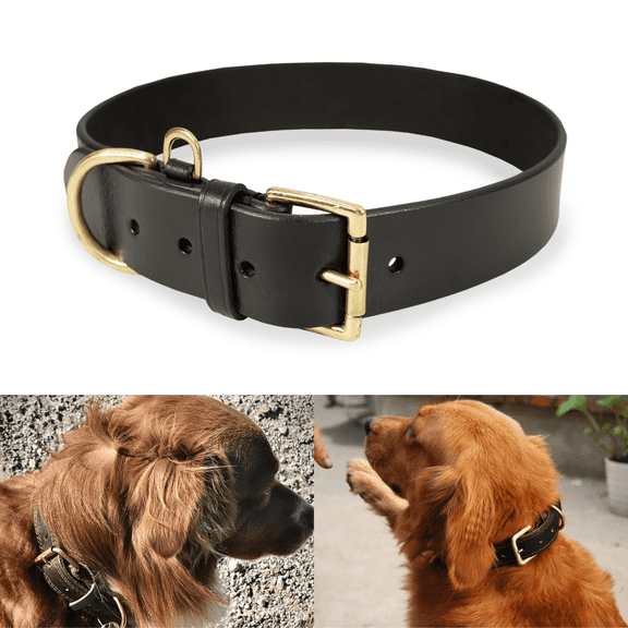 Genuine Leather Dog Collar, Real Leather & Strong Metal Buckle. Super Soft for Ultimate Comfort. Modern Designer Look for Small, Medium, Large, XL & XXL Pets.