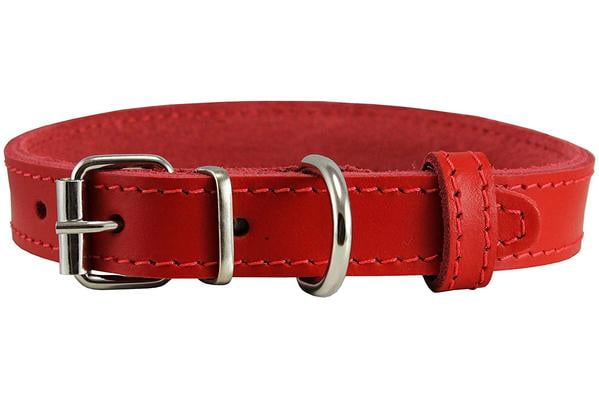 Genuine Leather Dog Collar Red 4 Sizes (11.5