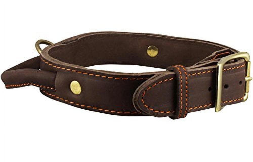 Genuine Leather Dog Collar Rolled Leather Handle Brown Large Neck 18 21 Walmart
