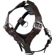 Genuine Leather Dog Harness Brown Large 28"-35" Chest, 1.3" Wide Adjustable Straps