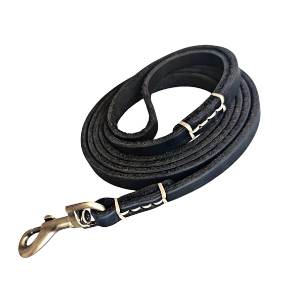 Genuine Leather Dog Leash, 49.2 in / 125 cm Heavy Duty with Rust-Proof Alloy Buckle, Soft Leather Handle, Long-Lasting Dog Training Leash for Medium and Large Dogs, Black