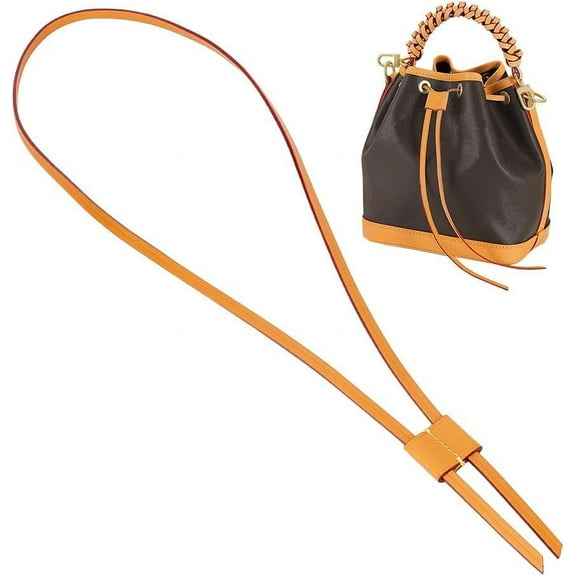 Genuine Leather Drawstring Strap for Noe Bucket Bag 36.2 Inch Detachable Purse Pull String Strap Replacement DIY Crochet Bag Bunches Pocket Drawstring for Noe BB NM GM Bucket Bag Camel for DIY