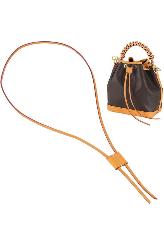 Genuine Leather Drawstring Strap for Noe Bucket Bag 36.6 Inch Detachable Purse Pull String Strap Replacement DIY Crochet Bag Bunches Pocket Drawstring for Noe BB NM GM Bucket Bag Camel