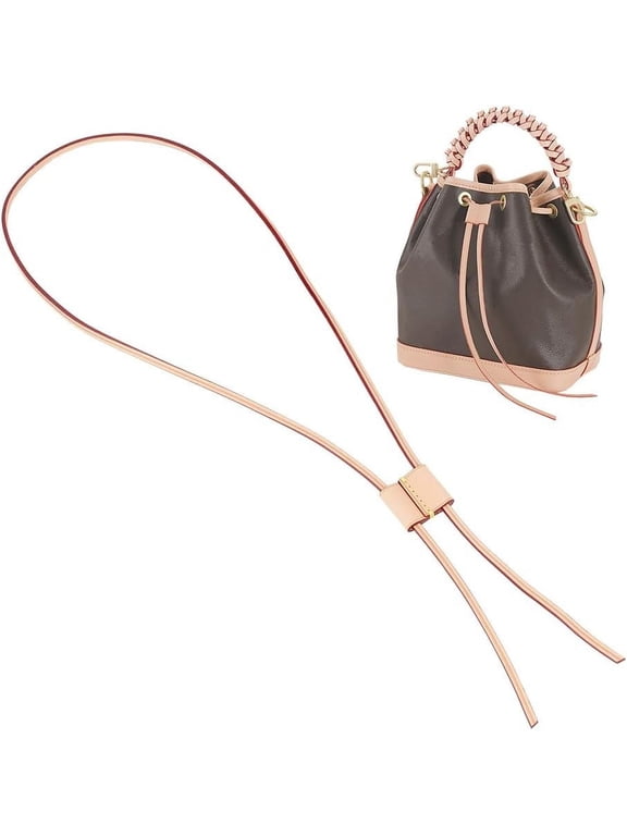 Genuine Leather Drawstring Strap for Noe Bucket Bag 36.6 Inch Detachable Purse Pull String Strap Replacement DIY Crochet Bag Bunches Pocket Drawstring for Noe BB NM GM Bucket Bag Apricot