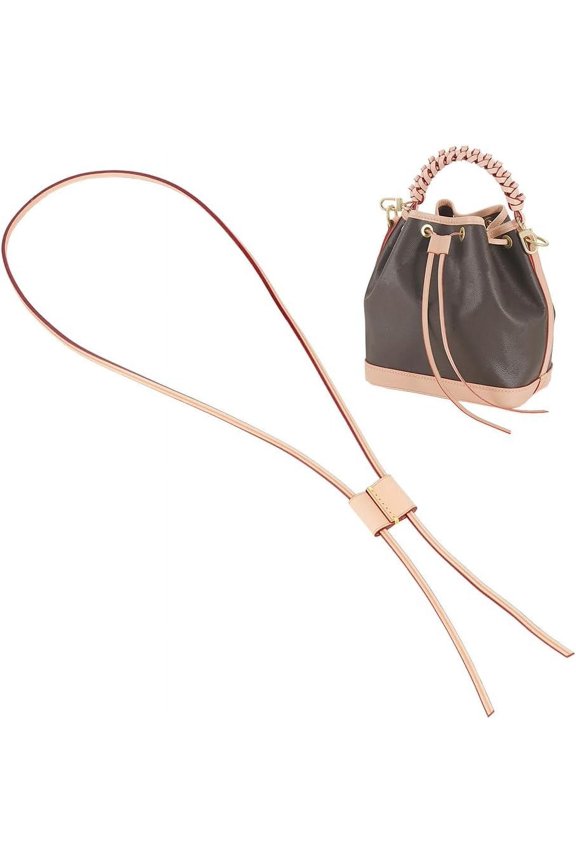Genuine Leather Drawstring Strap for Noe Bucket Bag 36.6 Inch Detachable Purse Pull String Strap Replacement DIY Crochet Bag Bunches Pocket Drawstring for Noe BB NM GM Bucket Bag Apricot