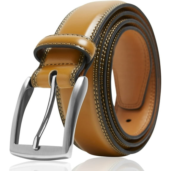 Genuine Leather Dress Belts For Men - Mens Belt For Suits, Jeans, Uniform With Single Prong Buckle - Designed in the USA